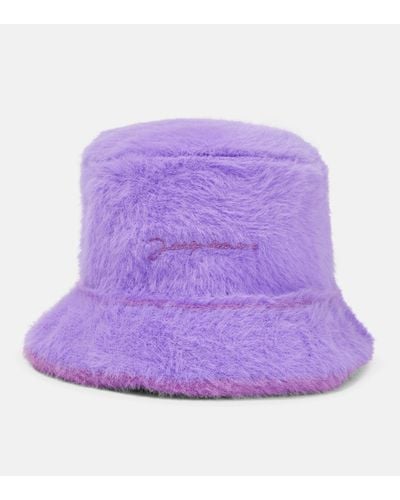 Jacquemus Le Bob Neve Faux Fur Bucket Hat - Purple