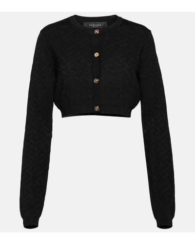 Versace Cardigan Medusa de jacquard cropped - Negro