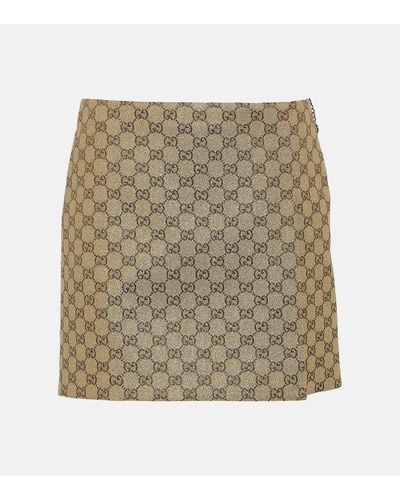Gucci Glitter GG Canvas Miniskirt - Natural