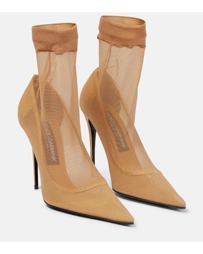 Dolce & Gabbana X Kim - Stivaletti a calza in tulle stretch - Neutro