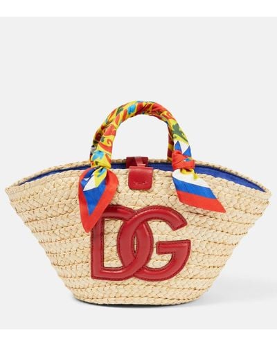 Dolce & Gabbana Kendra Small Carretto Straw Basket Bag - Multicolor