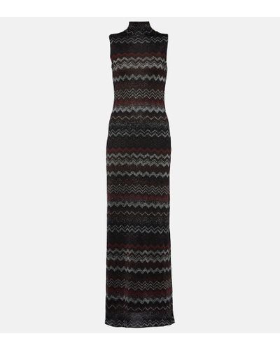 Missoni Zig Zag Metallic Knit Maxi Dress - Black