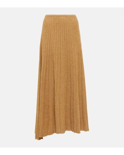 Tory Burch Ribbed-knit Cotton-blend Skirt - Natural