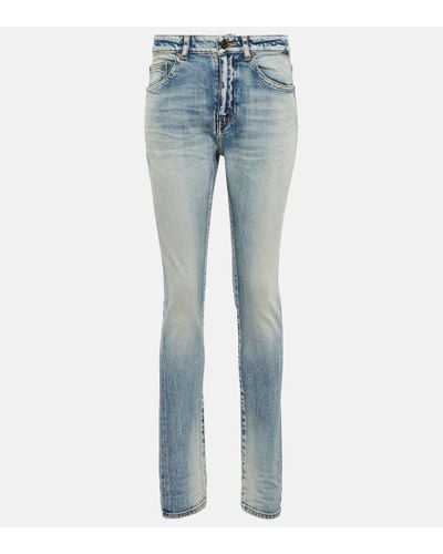 Saint Laurent Jeans skinny de tiro alto - Azul