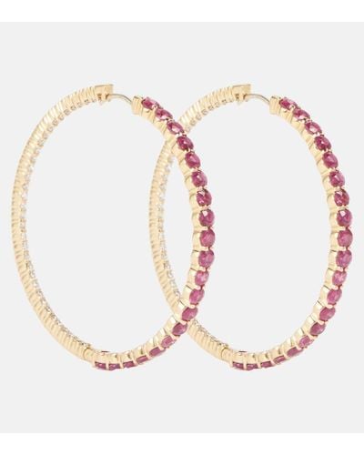 Melissa Kaye Lenox 18kt Gold Hoop Earrings With Diamonds And Sapphires - White
