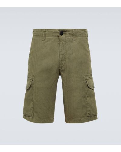 Incotex Cotton And Linen Cargo Shorts - Green