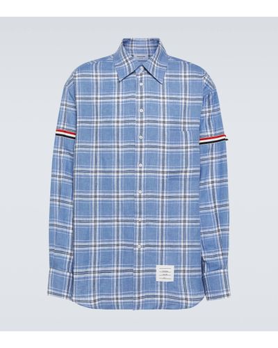 Thom Browne Tartan Linen Shirt - Blue