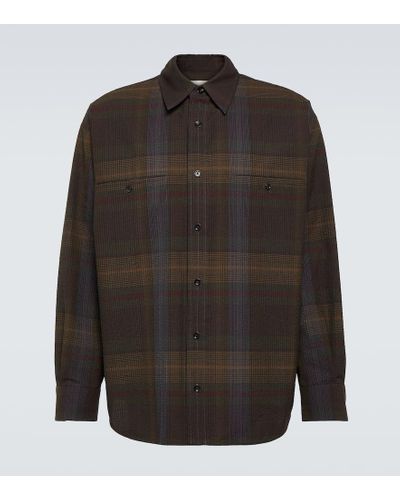 Lemaire Checked Wool Shirt - Black