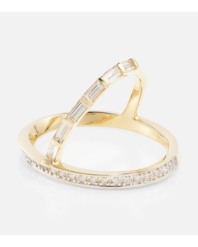 Mateo 14kt Y-bar Gold Ring With Diamonds - Metallic