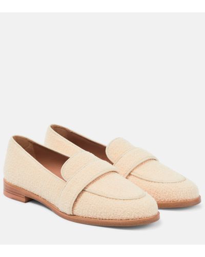 Aquazzura Martin Boucle Moccasins - Natural