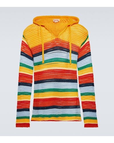 Marni X No Vacancy Inn Striped Crochet Cotton Hoodie - Multicolour
