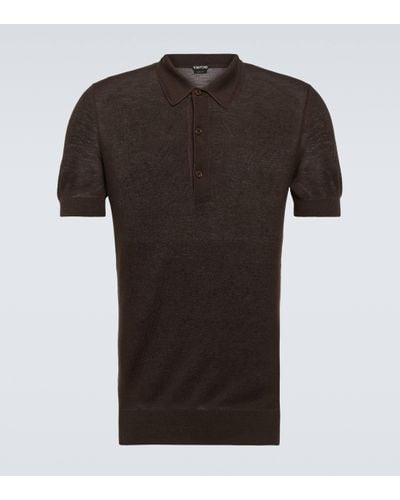 Tom Ford Cotton And Silk Polo Shirt - Black