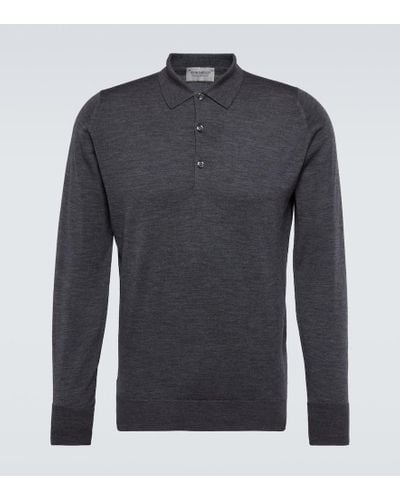 John Smedley Polopullover Cotswold aus Wolle - Blau