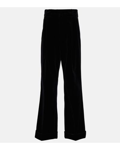 Gucci Cotton-blend Velvet Straight-leg Trousers - Black