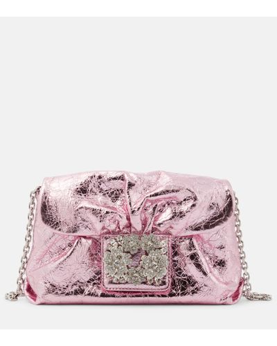 Roger Vivier Drape Micro Leather Clutch - Pink