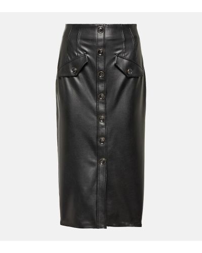 Veronica Beard Barrie Faux Leather Midi Skirt - Black