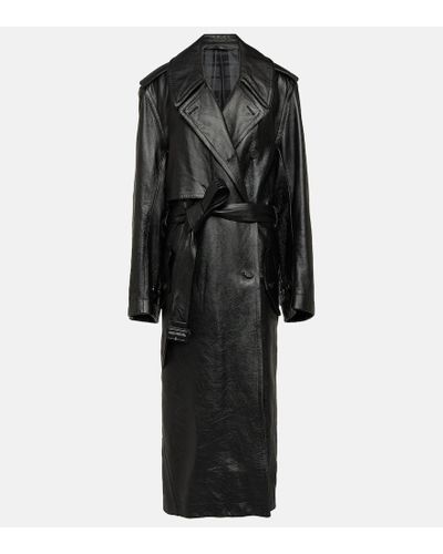 Balenciaga Trenchcoat Cocoon aus Leder - Schwarz