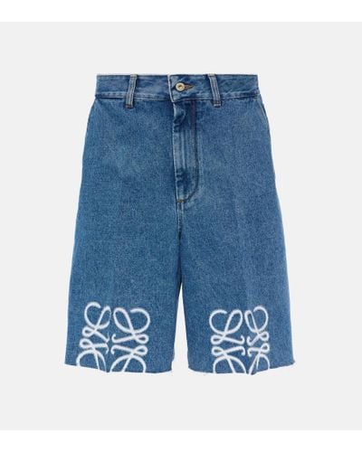 Loewe Anagram Denim Bermuda Shorts - Blue