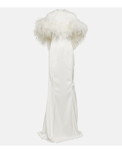 The Attico Feather-trimmed Gown - White