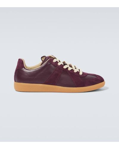 Maison Margiela Replica Leather And Suede Sneakers - Purple