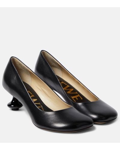 Loewe Toy Sculpted-heel Leather Heeled Courts - Black