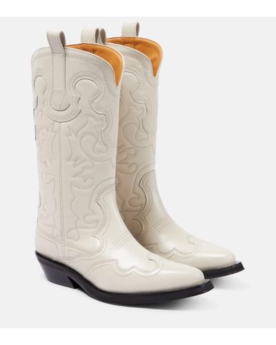 Ganni Mid Western Boot - White