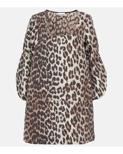 Ganni Robe en jacquard a motif leopard - Multicolore