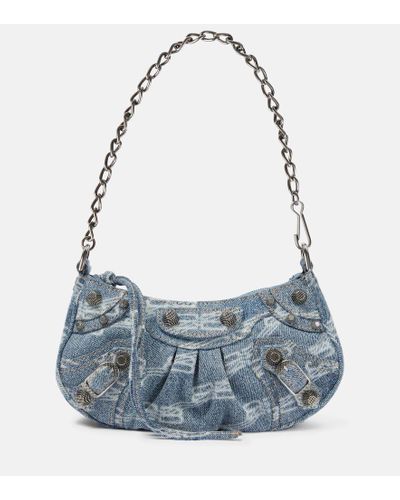 Balenciaga Borsa a spalla Le Cagole denim mini - Blu