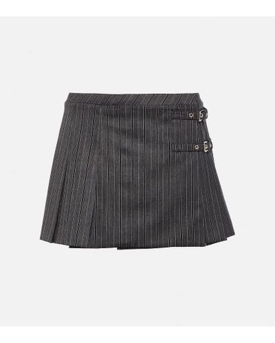 Alessandra Rich Belted Pinstriped Miniskirt - Black
