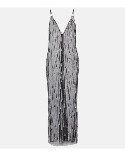 Rodarte Embellished Semi-sheer Maxi Dress - Gray