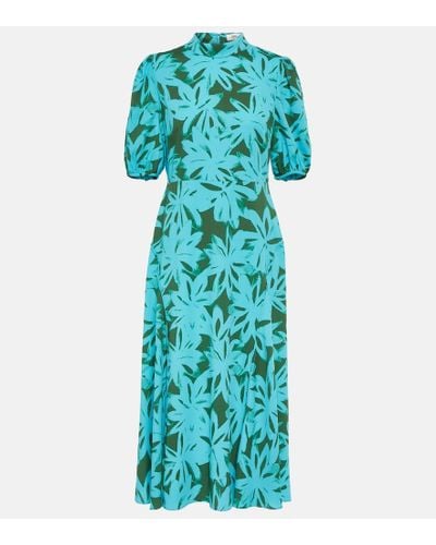 Diane von Furstenberg Vestido midi Nella floral - Azul