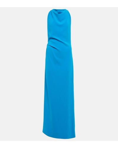 Proenza Schouler Mockneck Crepe Maxi Dress - Blue
