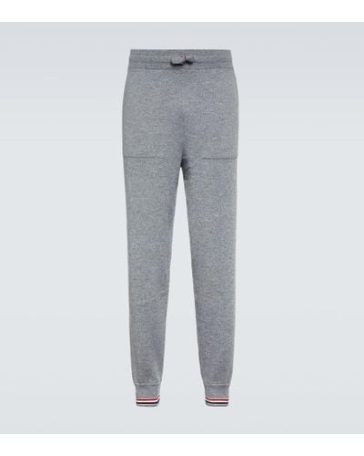 Thom Browne Rwb Stripe Cashmere Sweatpants - Gray