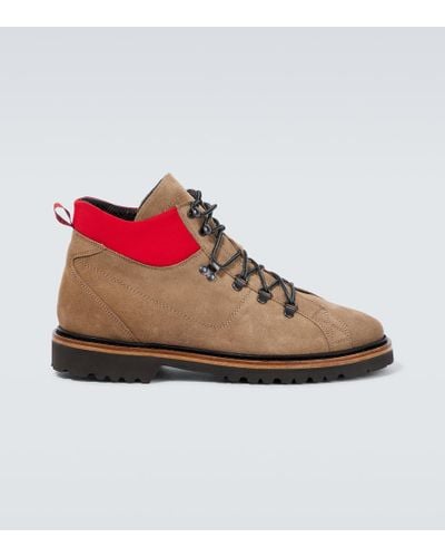 Kiton Suede Hiking Boots - Red