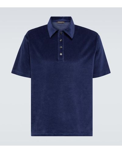 Loro Piana Polo de chenilla de algodon y seda - Azul