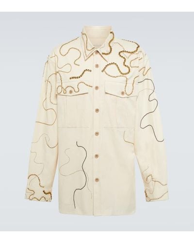 Dries Van Noten Embellished Cotton Shirt - Natural