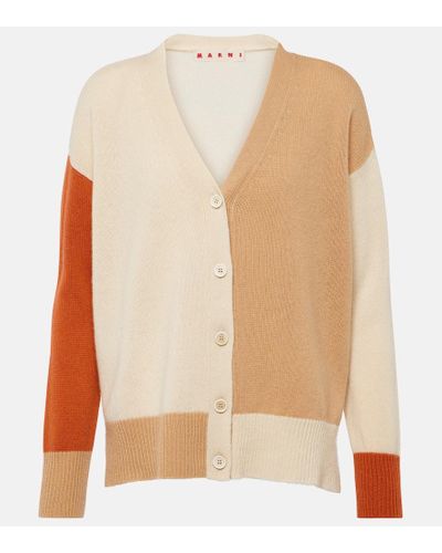 Marni Colorblocked Cashmere Cardigan - Natural