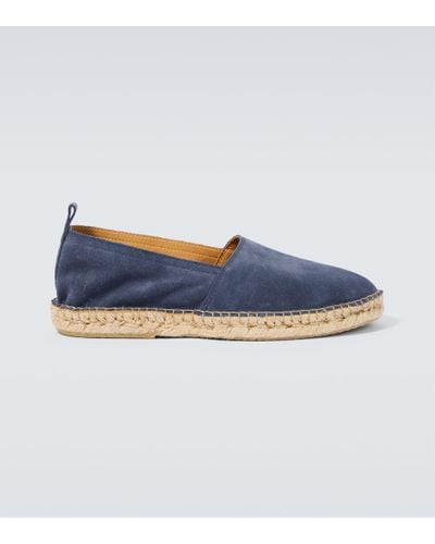 Frescobol Carioca Espadrilles Helio aus Veloursleder - Blau