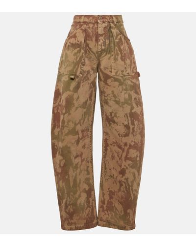 The Attico Effie Camouflage Barrel-leg Jeans - Brown