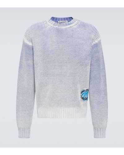 Acne Studios Pull en coton melange - Bleu