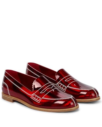 Christian Louboutin Mocalaureat Leather Loafers - Red