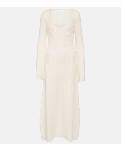 Chloé Cable-knit Wool And Cashmere Midi Dress - White