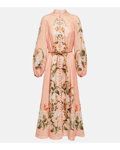 Zimmermann Robe longue Lexi en lin a fleurs - Neutre