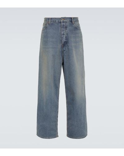 Balenciaga Jeans anchos impermeables de tiro medio - Azul