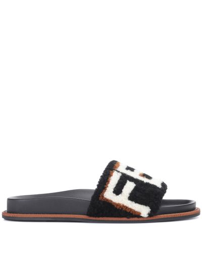 Fendi Fur Slides in Black | Lyst