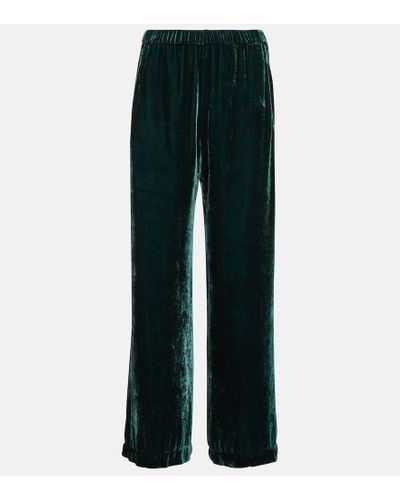 Velvet Pantalones anchos Frida de terciopelo - Azul