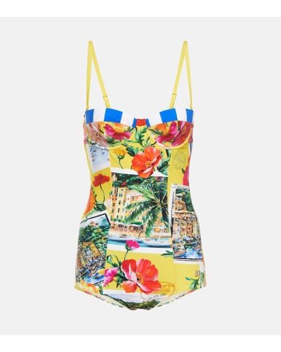 Dolce & Gabbana Portofino Printed Balconette Swimsuit - Multicolor