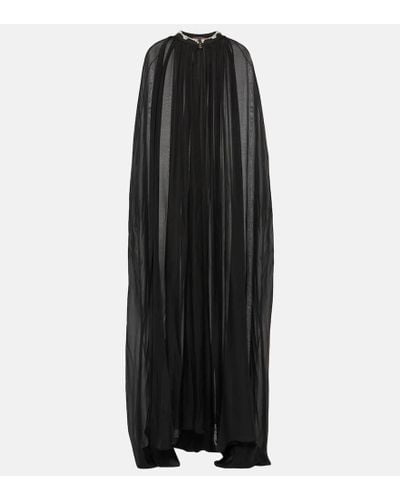 Miss Sohee Embellished Silk Chiffon Cape - Black