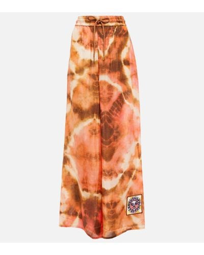 Zimmermann Pantalon tie & dye Vacay a taille haute en soie - Orange