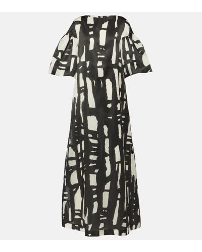 Max Mara Printed Silk Organza Gown - Black